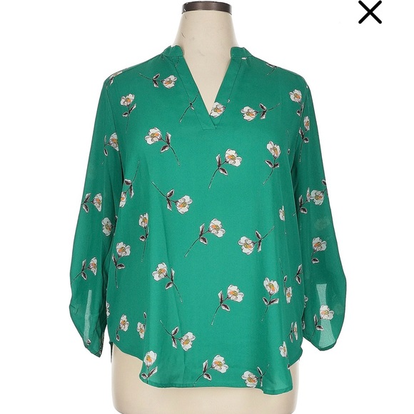 A New Day Green Relaxed 3/4 Sleeve Blouse - Picture 4 of 4